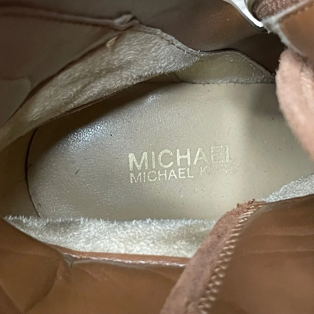Michael Kors Ridley Leather And Sherpa Lace Up Boots Size 6.5 Women’s Brown